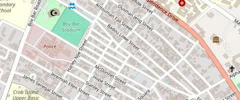 Map: Banjul Harbour Café, Liberation Avenue, Banjul. Opens Google Maps.